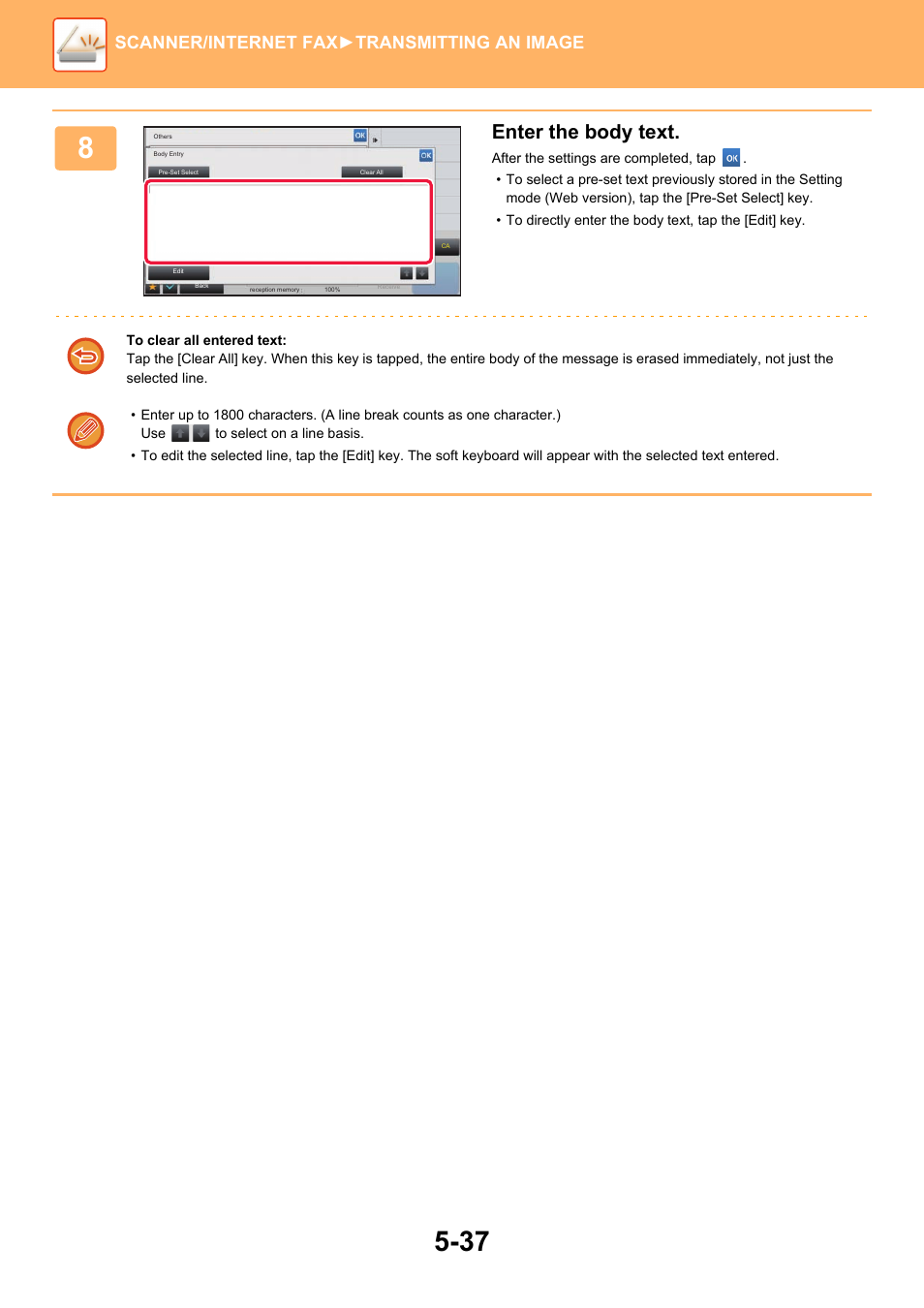 Enter the body text, Scanner/internet fax ►transmitting an image | Sharp MX-6070N User Manual | Page 566 / 935