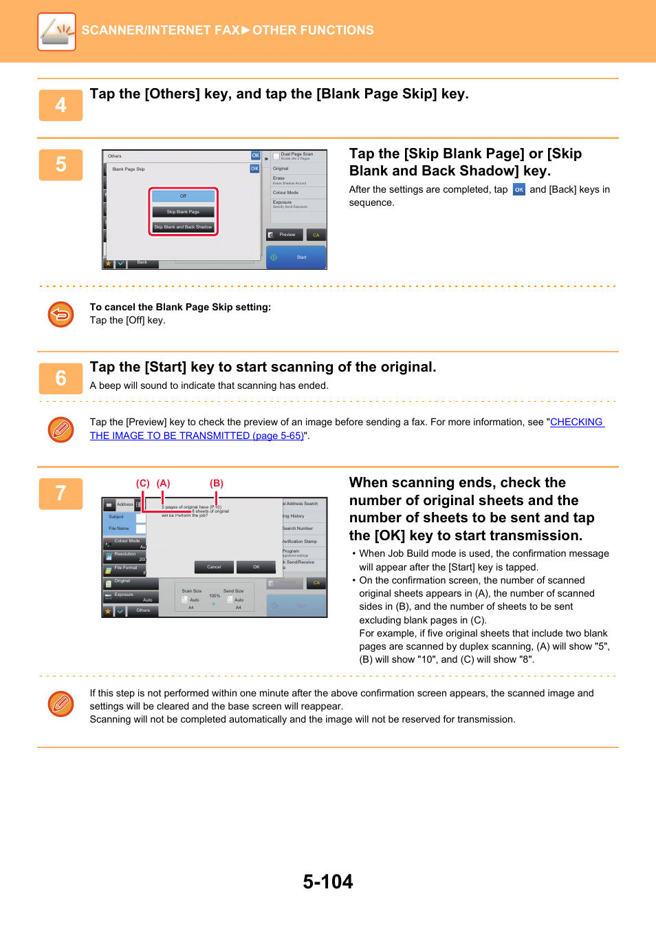 Scanner/internet fax ►other functions, A) (c) (b) | Sharp MX-6070N User Manual | Page 633 / 935