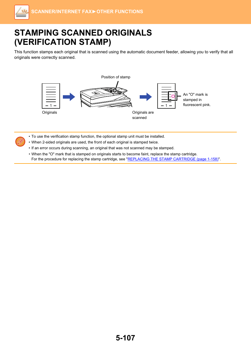 Stamping scanned originals, Verification stamp) -107, Stamping scanned originals (verification stamp) | Sharp MX-6070N User Manual | Page 636 / 935