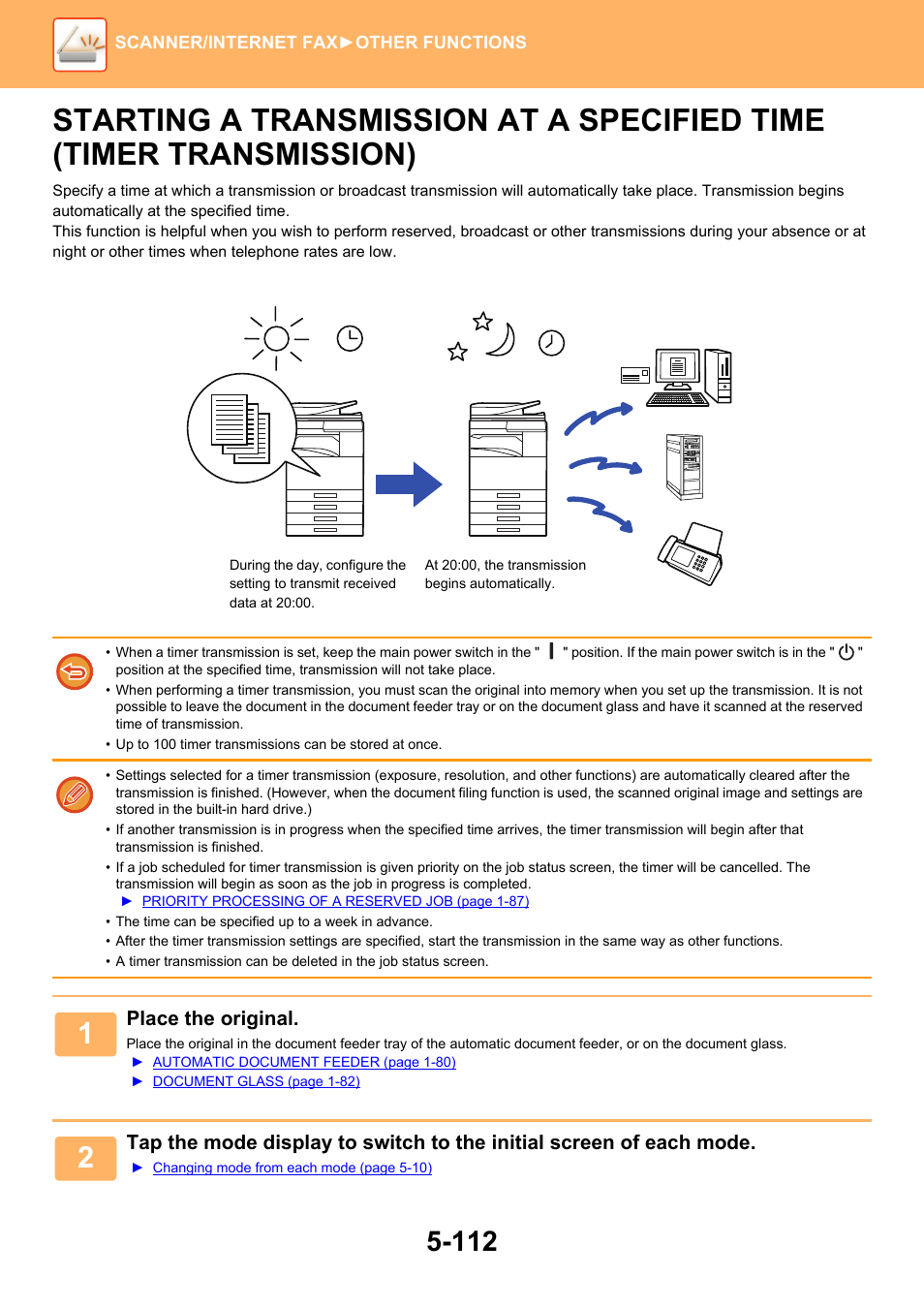 Starting a transmission at a, Specified time (timer transmission) -112 | Sharp MX-6070N User Manual | Page 641 / 935