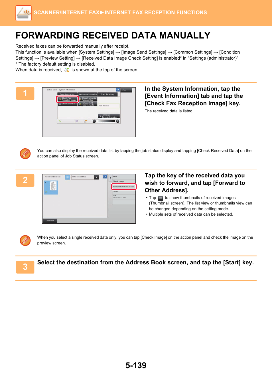 Forwarding received data manually -139, Forwarding received data manually | Sharp MX-6070N User Manual | Page 668 / 935