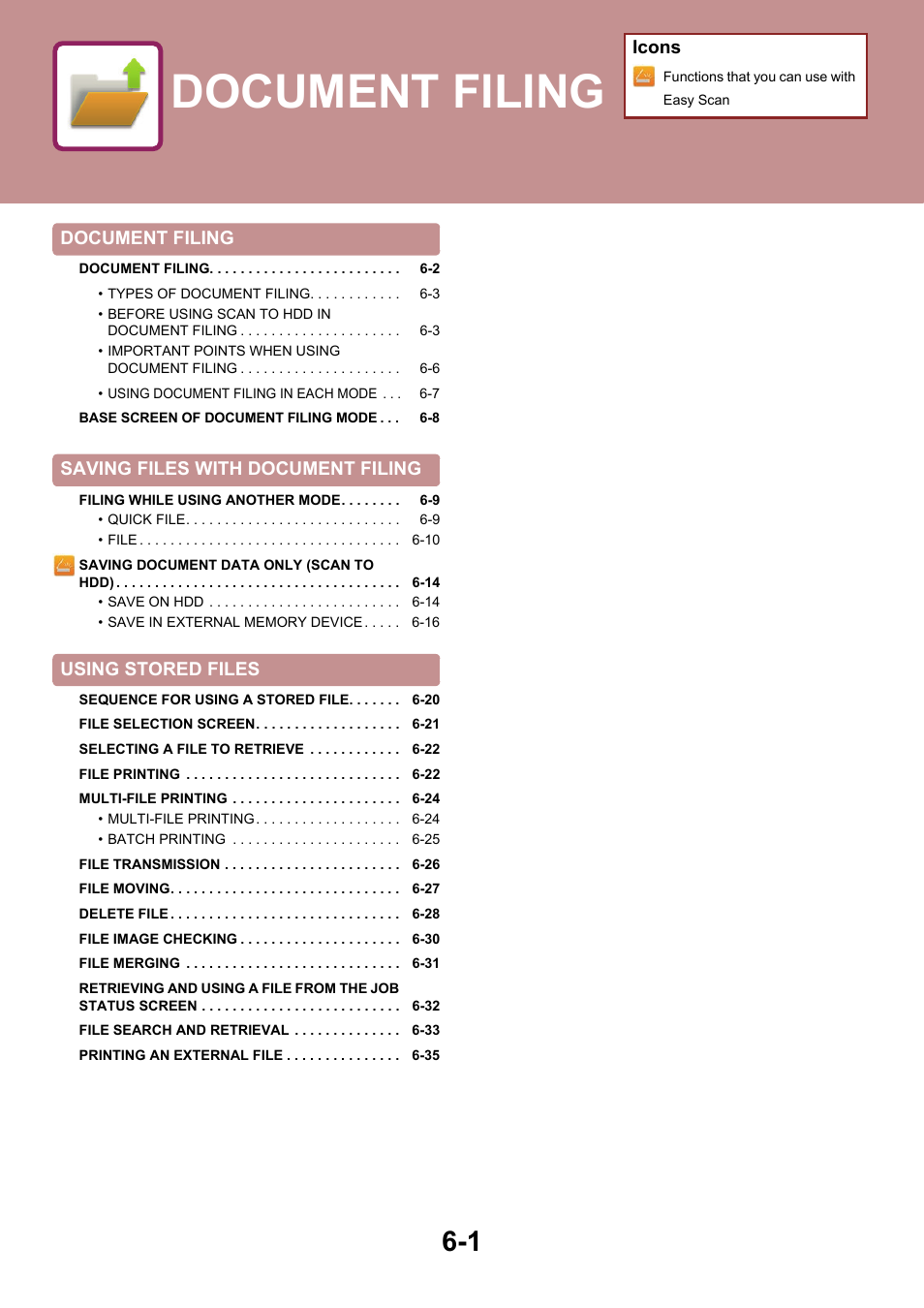 Document filing, Storing jobs as files on the hard, Drive | Sharp MX-6070N User Manual | Page 681 / 935