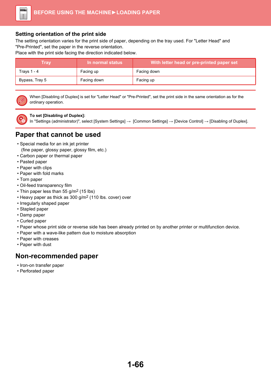 Paper that cannot be used, Non-recommended paper | Sharp MX-6070N User Manual | Page 69 / 935