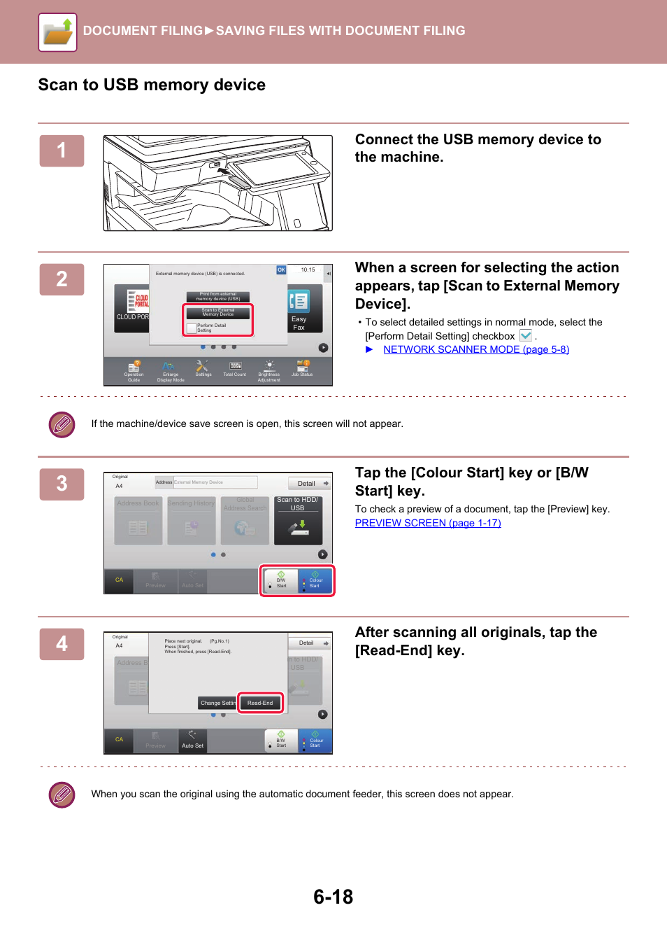 Tap the [colour start] key or [b/w start] key, Document filing► saving files with document filing | Sharp MX-6070N User Manual | Page 698 / 935