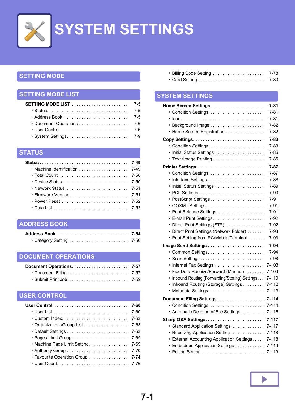 System settings, Configuring settings to make the, Machine easier to use | Sharp MX-6070N User Manual | Page 716 / 935