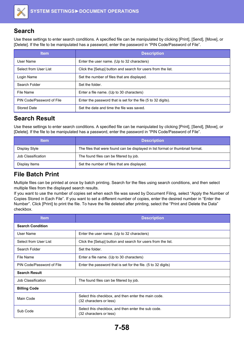 Search, Search result, File batch print | Sharp MX-6070N User Manual | Page 773 / 935