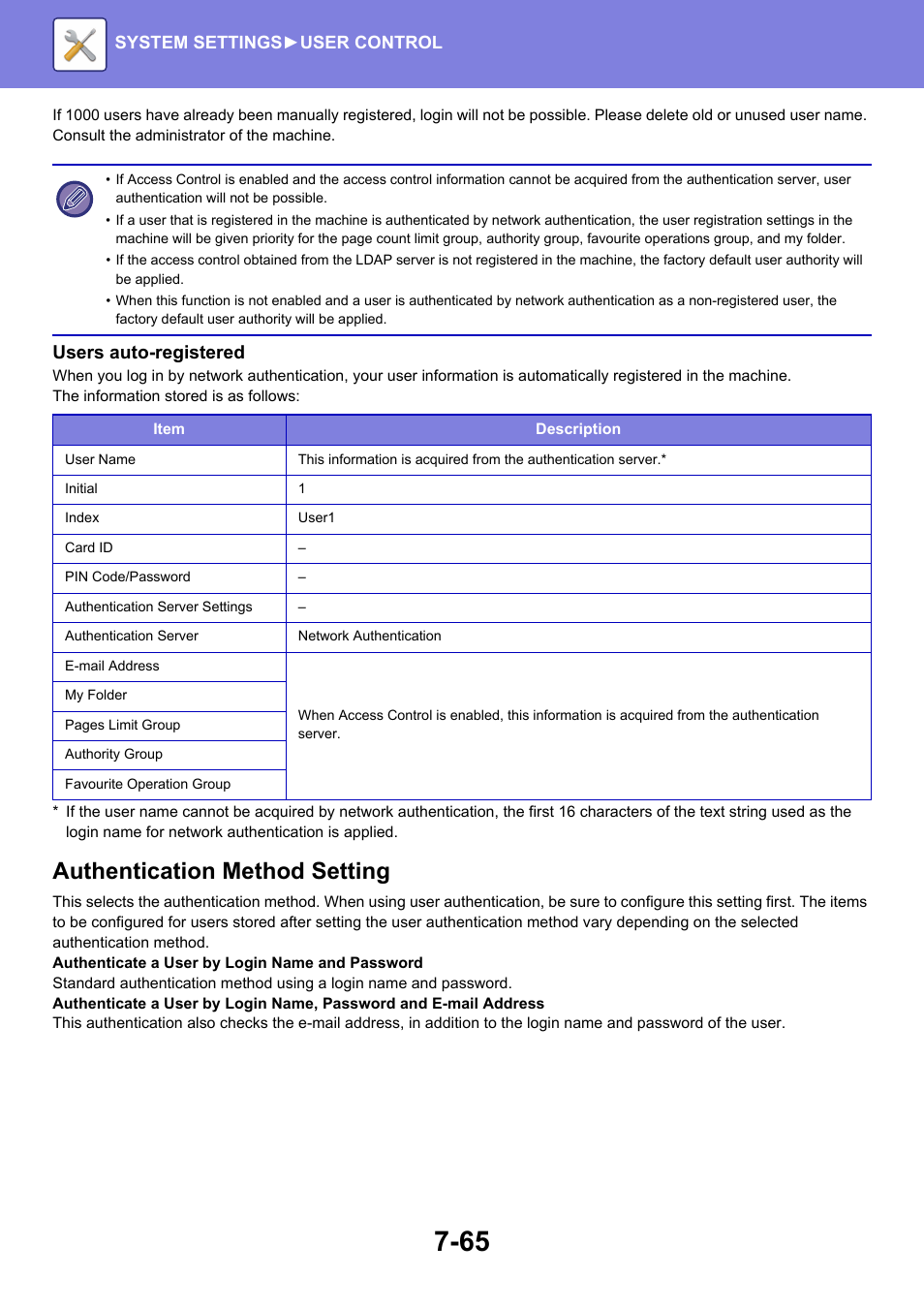 Authentication method setting, Users auto-registered | Sharp MX-6070N User Manual | Page 780 / 935