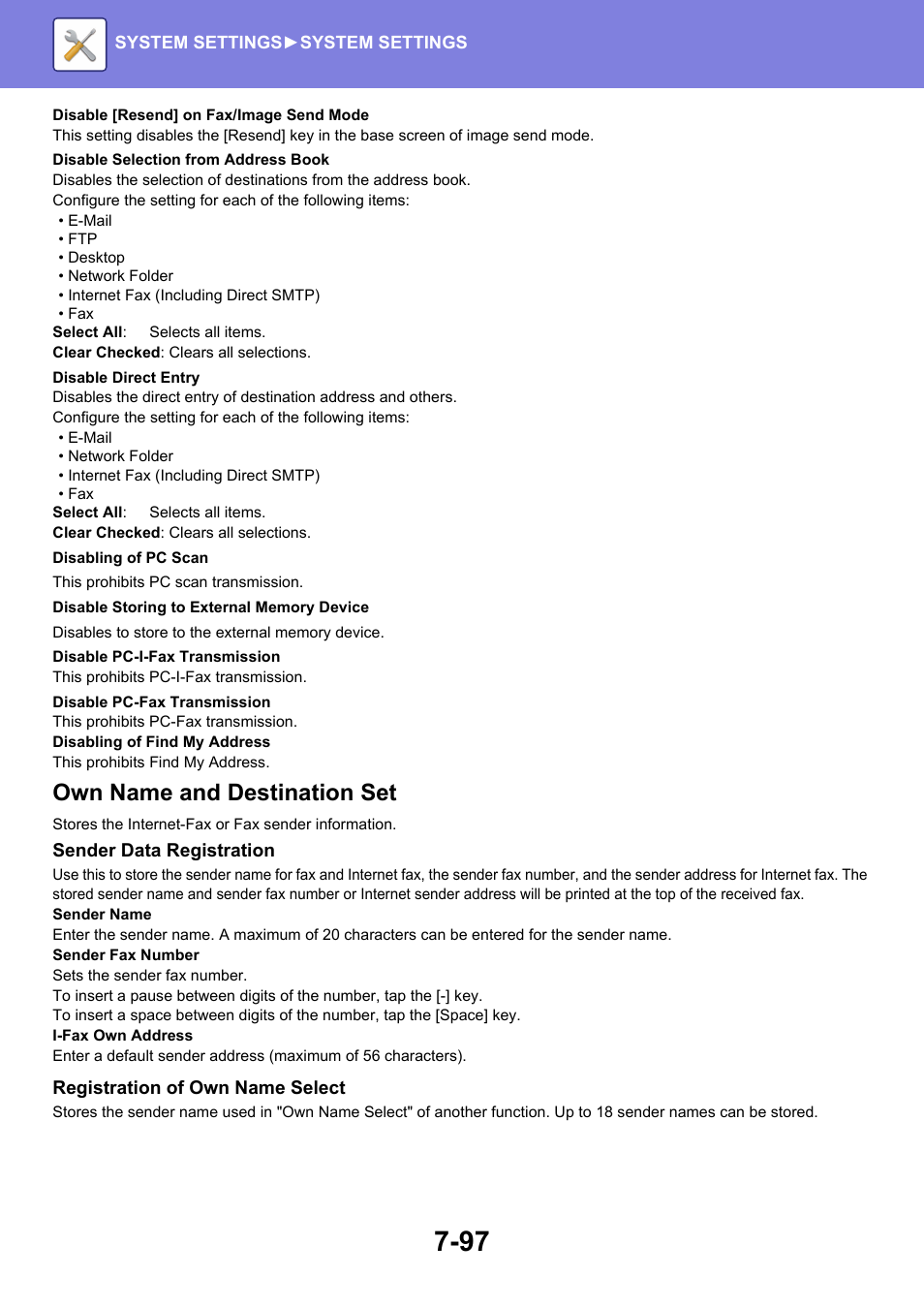 Own name and destination set | Sharp MX-6070N User Manual | Page 812 / 935