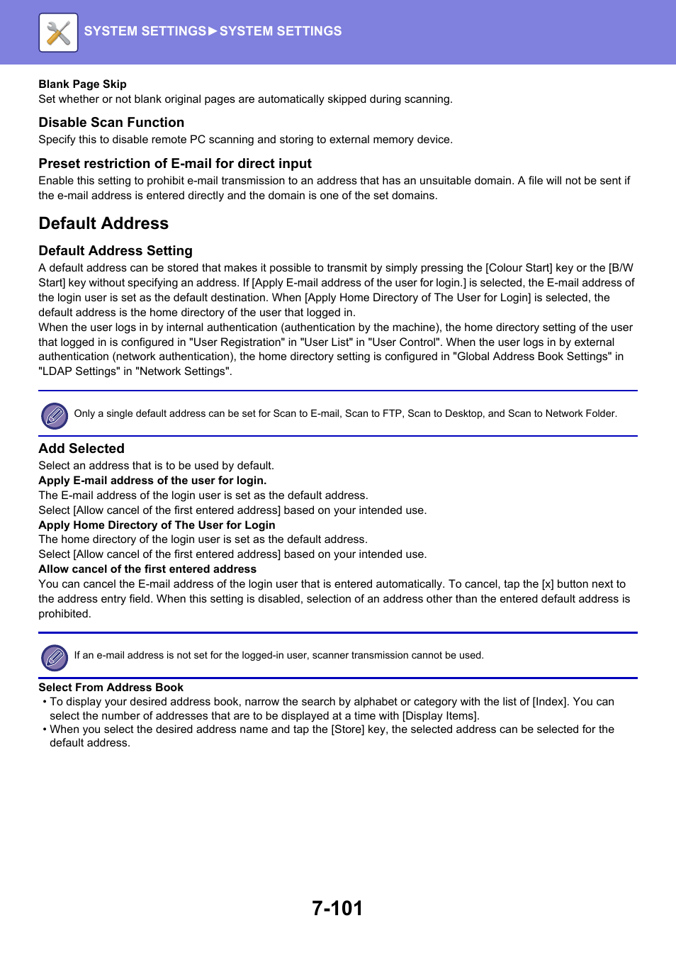 Default address | Sharp MX-6070N User Manual | Page 816 / 935