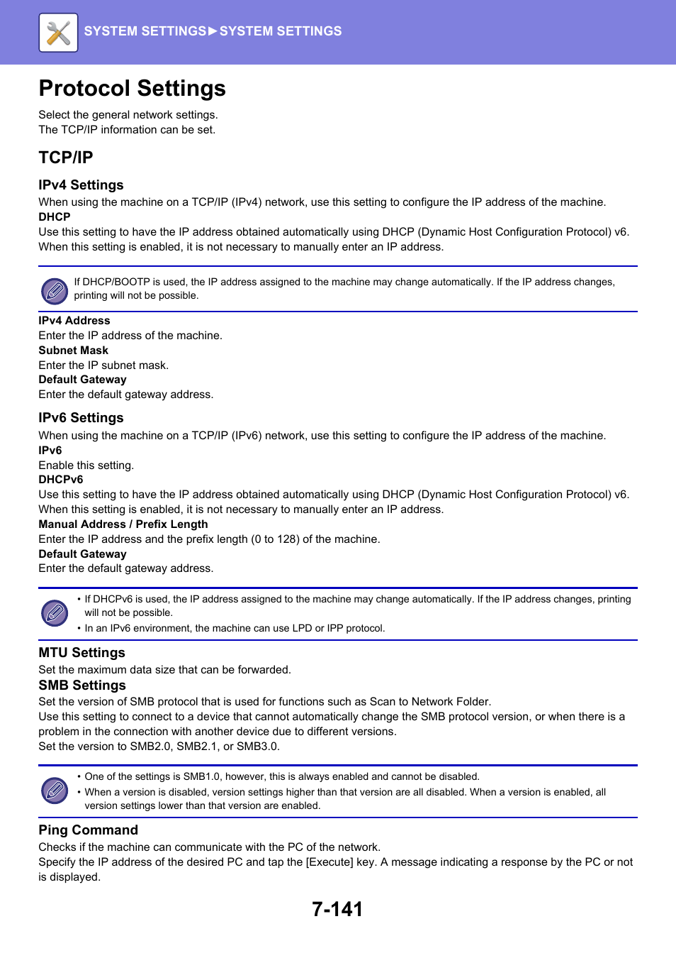 Protocol settings -141, Le the, Protocol settings | Tcp/ip | Sharp MX-6070N User Manual | Page 856 / 935