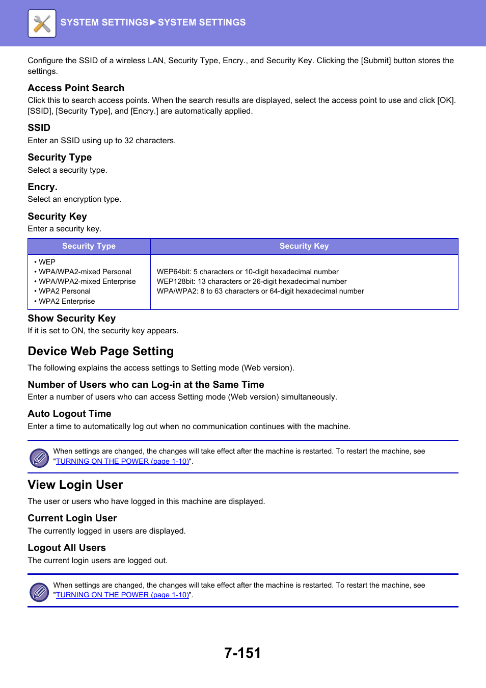 Device web page setting, View login user | Sharp MX-6070N User Manual | Page 866 / 935