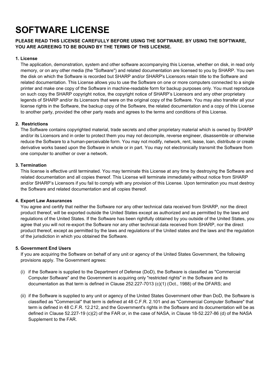 Software license | Sharp MX-6070N User Manual | Page 933 / 935