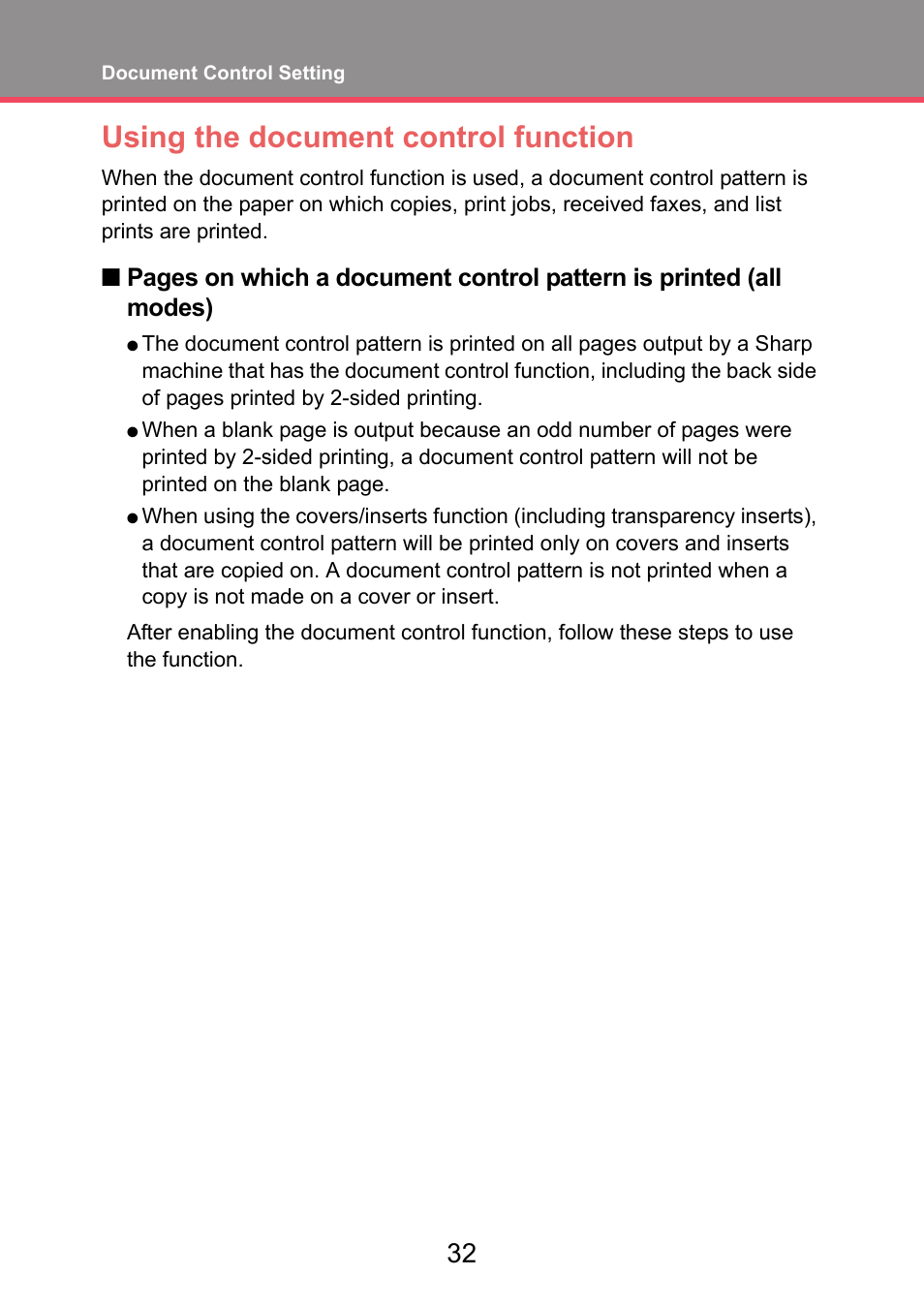 Using the document control function | Sharp MX-FR52U User Manual | Page 34 / 39