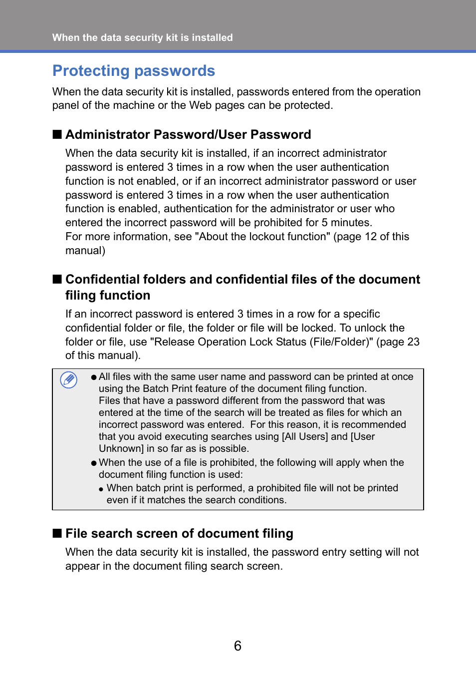 Protecting passwords | Sharp MX-FR52U User Manual | Page 8 / 39