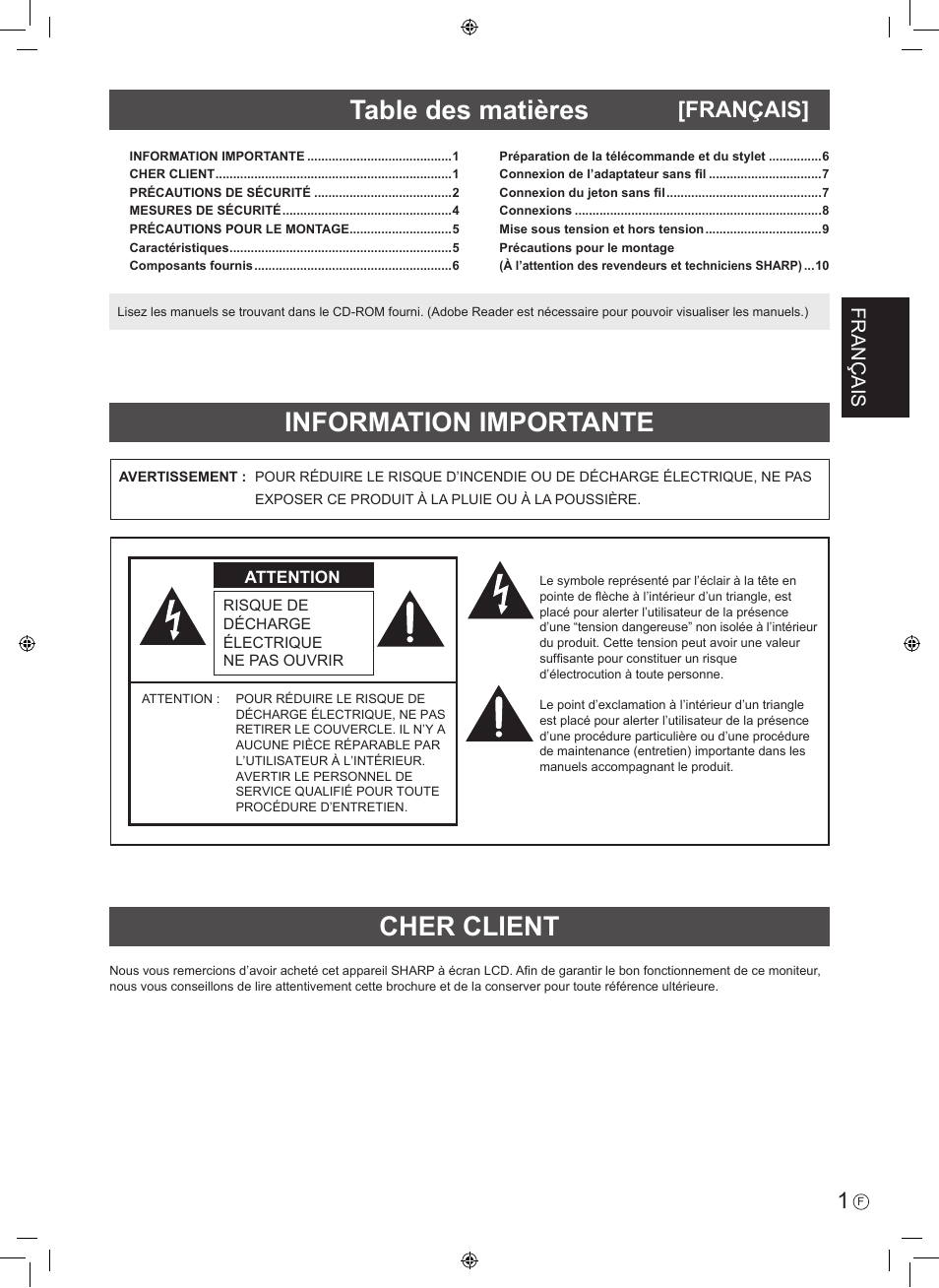 Sharp PN-60TW3 User Manual | Page 13 / 56