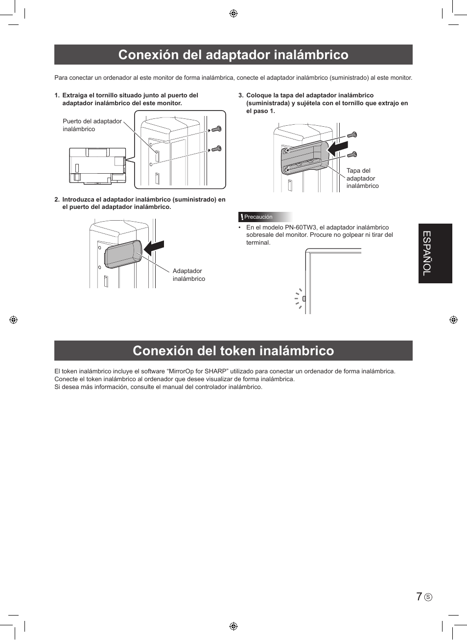 Esp añol | Sharp PN-60TW3 User Manual | Page 29 / 56