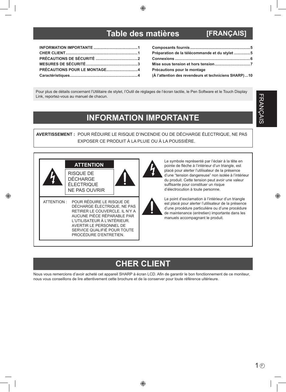 Sharp PN-60TA3 User Manual | Page 13 / 56