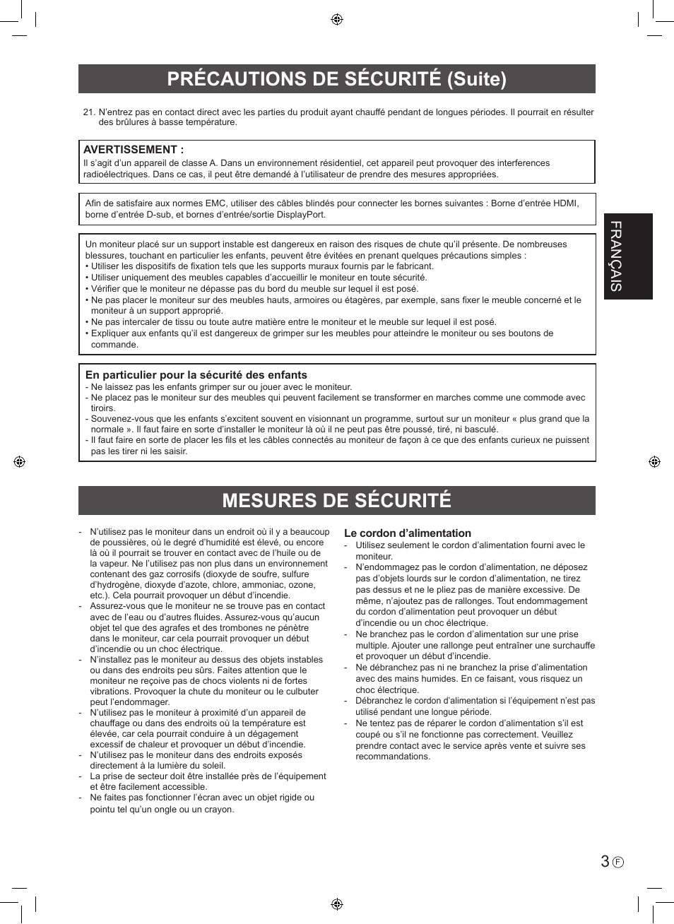 Français | Sharp PN-60TA3 User Manual | Page 15 / 56