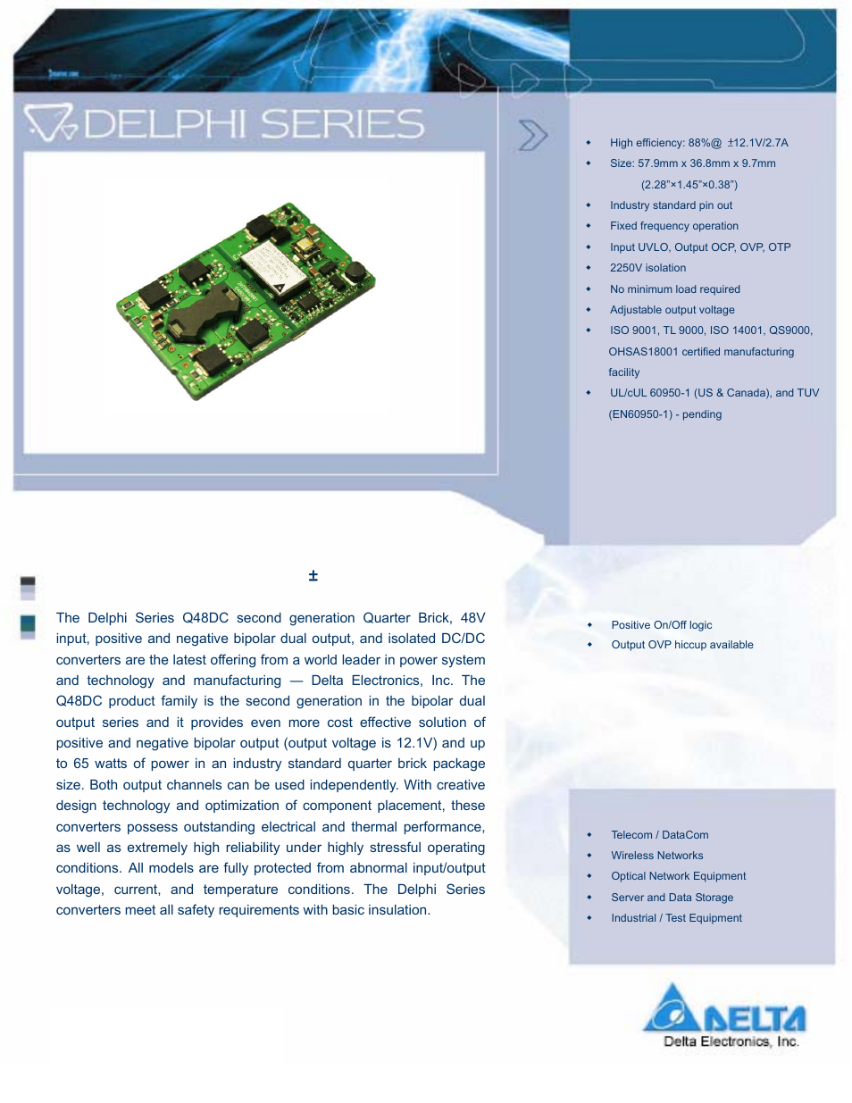 Delta Electronics Q48DC User Manual | 13 pages