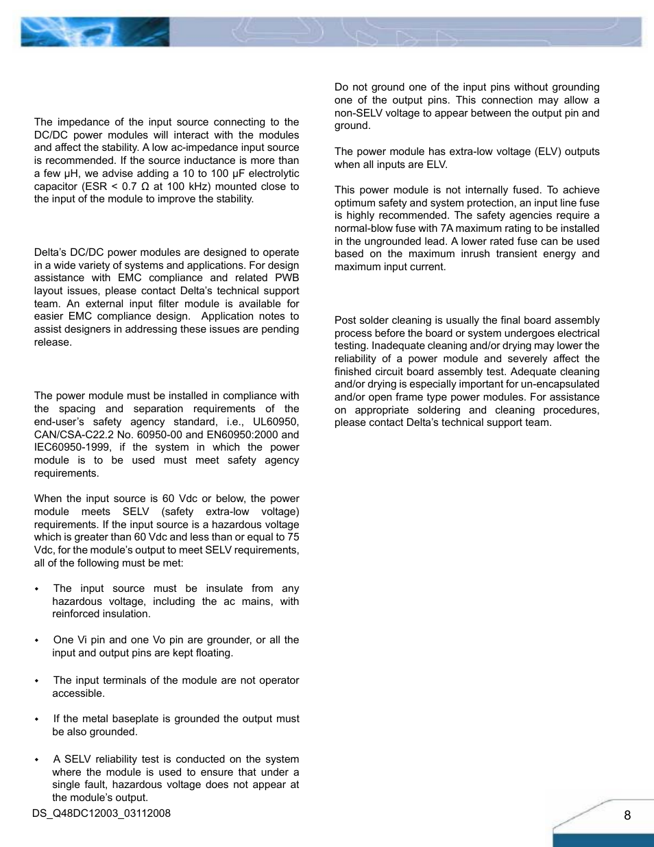 Design considerations | Delta Electronics Q48DC User Manual | Page 8 / 13