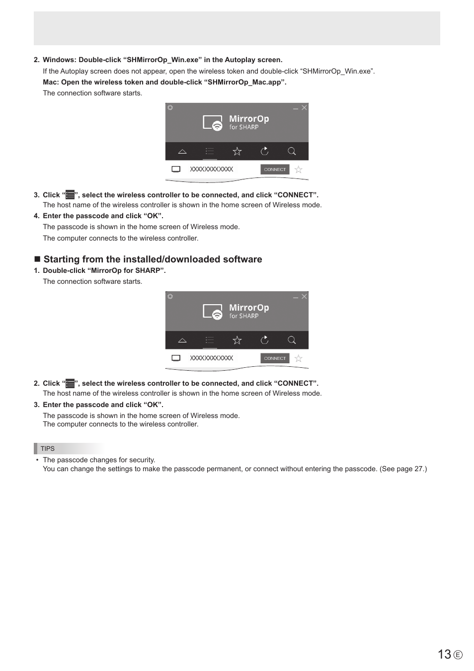 Nstarting from the installed/downloaded software | Sharp PN-60TW3 User Manual | Page 13 / 43