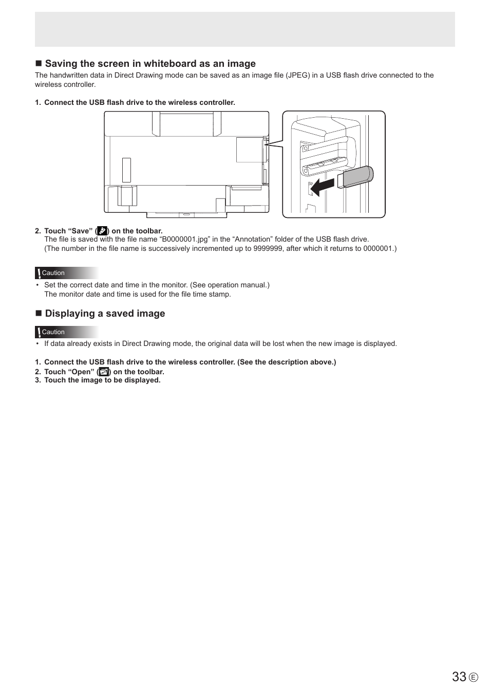 Nsaving the screen in whiteboard as an image, Ndisplaying a saved image | Sharp PN-60TW3 User Manual | Page 33 / 43