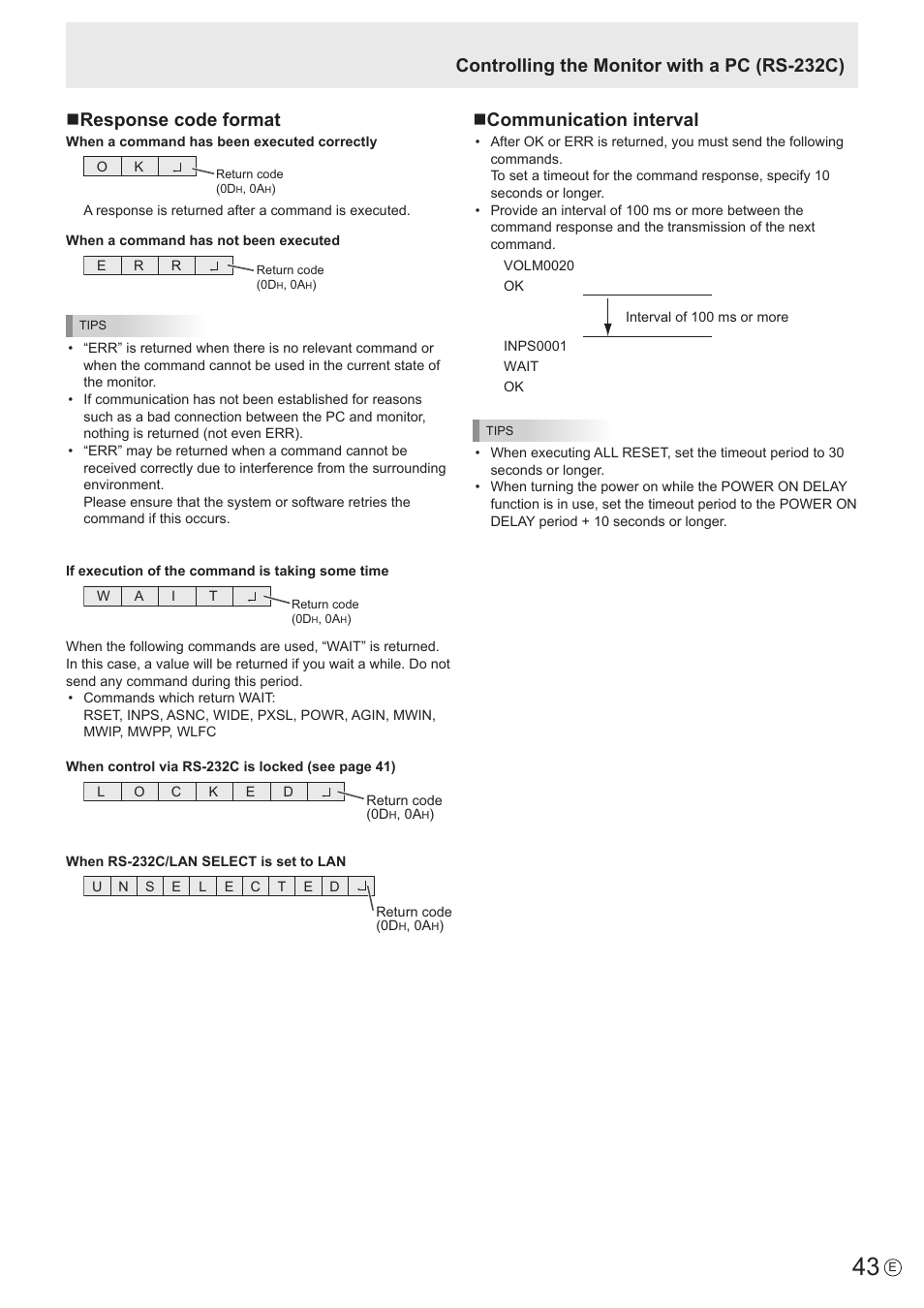 Ncommunication interval | Sharp PN-60TW3 User Manual | Page 43 / 70