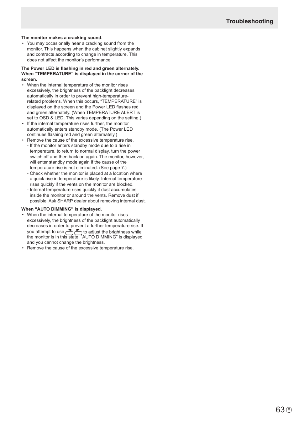 Troubleshooting | Sharp PN-60TW3 User Manual | Page 63 / 70