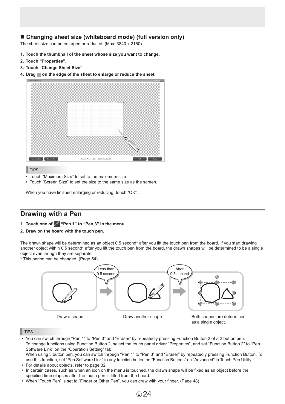 Drawing with a pen | Sharp PN-60TW3 User Manual | Page 24 / 59