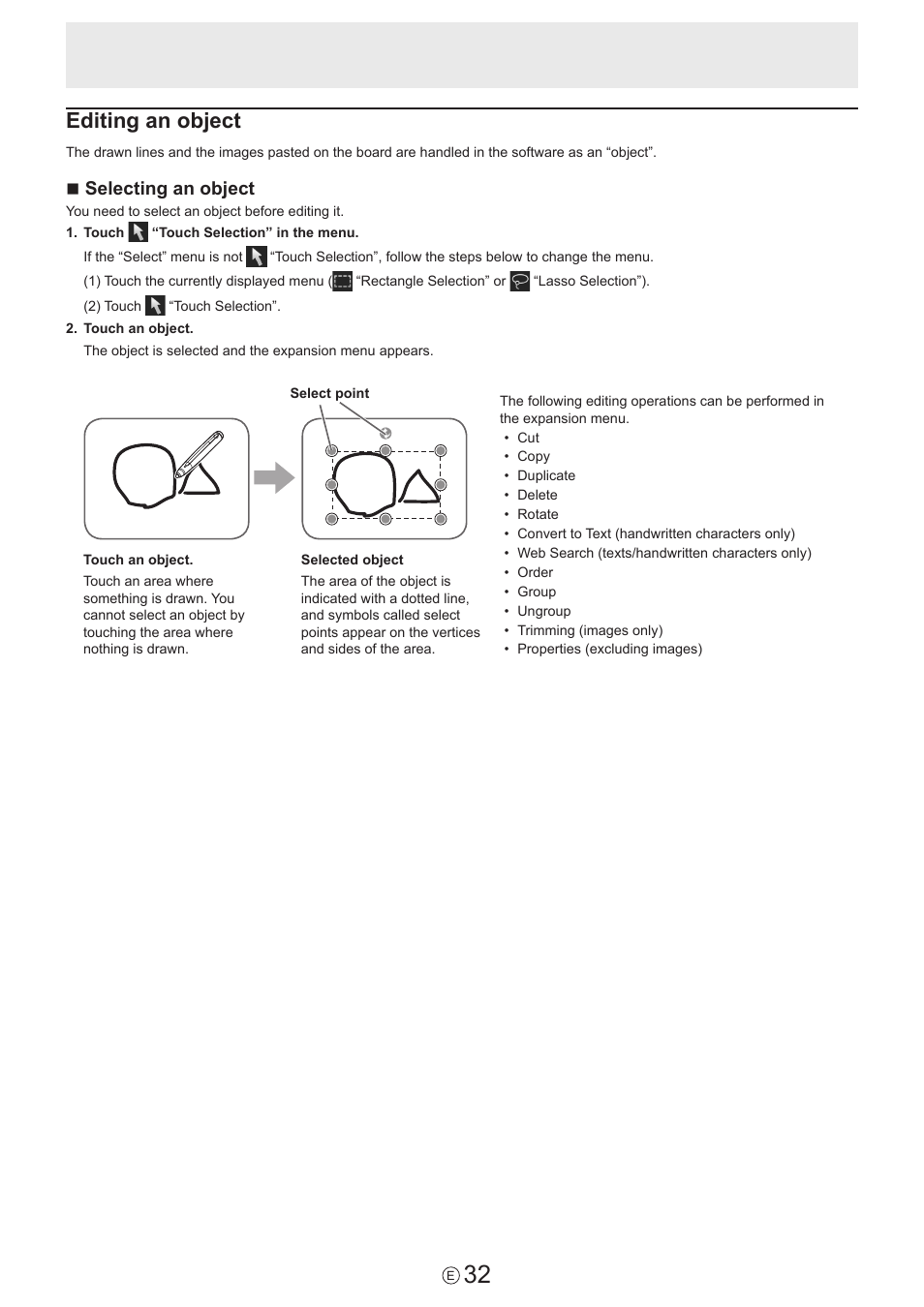 Editing an object, Nselecting an object | Sharp PN-60TW3 User Manual | Page 32 / 59