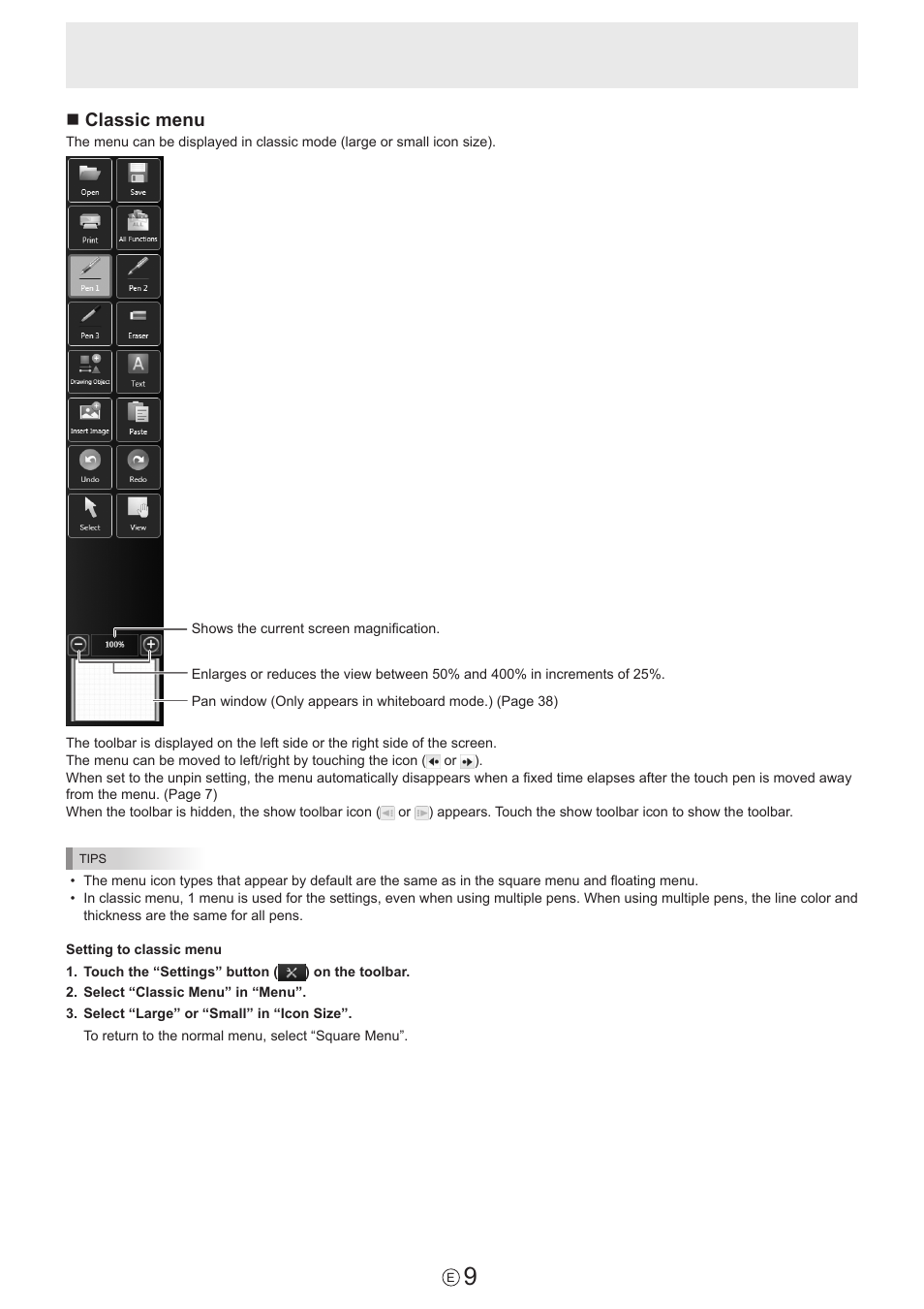 Nclassic menu | Sharp PN-60TW3 User Manual | Page 9 / 59