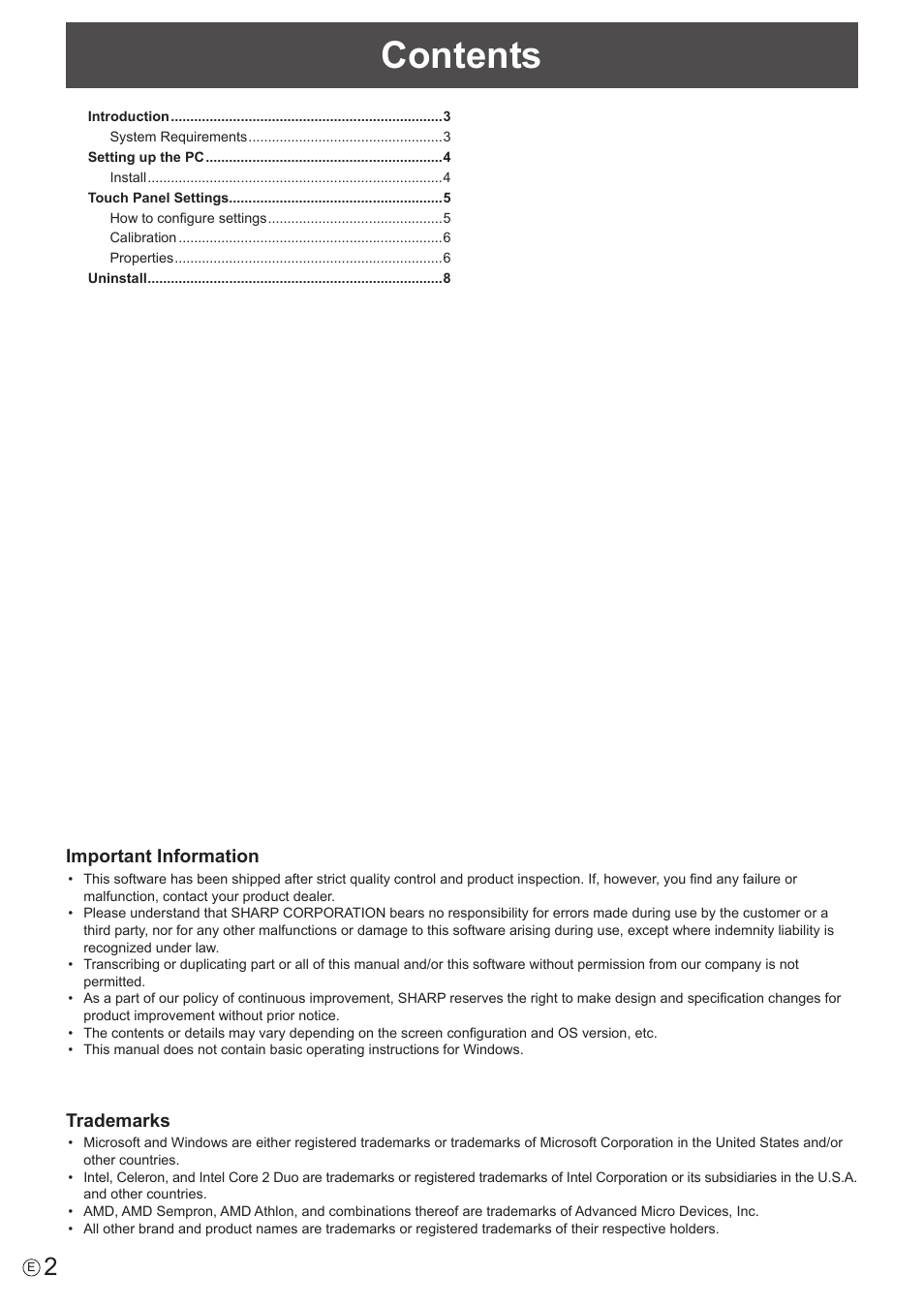 Sharp PN-60TW3 User Manual | Page 2 / 9
