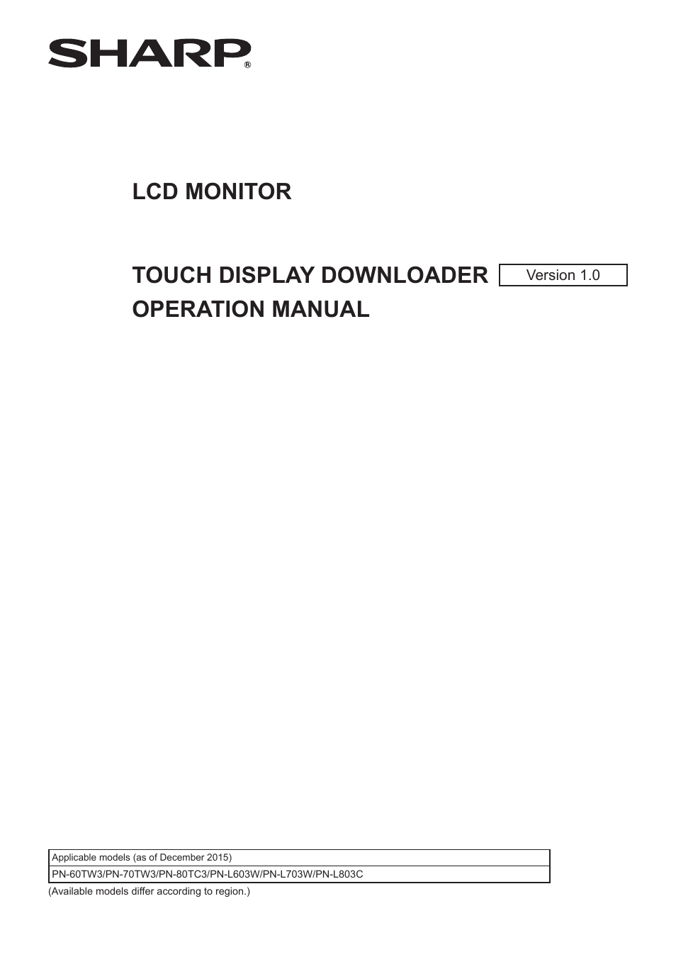 Sharp PN-60TW3 User Manual | 7 pages