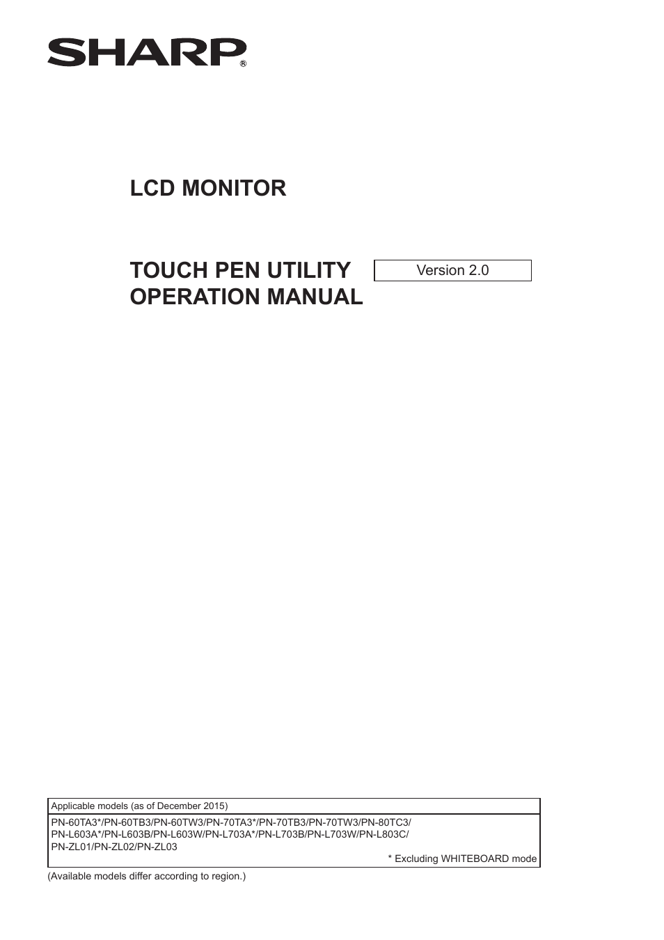 Sharp PN-60TW3 User Manual | 11 pages