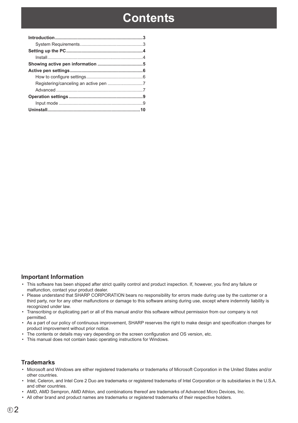Sharp PN-60TW3 User Manual | Page 2 / 11