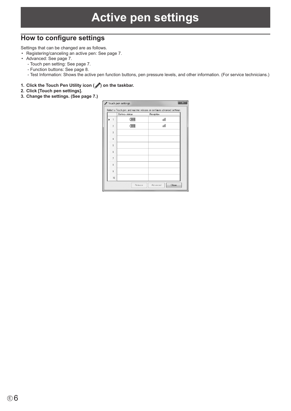 Active pen settings, How to configure settings | Sharp PN-60TW3 User Manual | Page 6 / 11