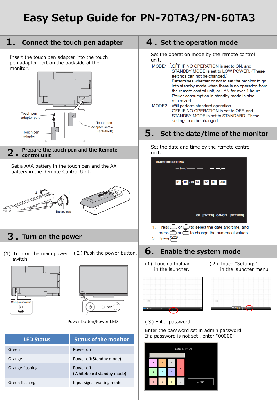 Sharp PN-60TA3 User Manual | 7 pages