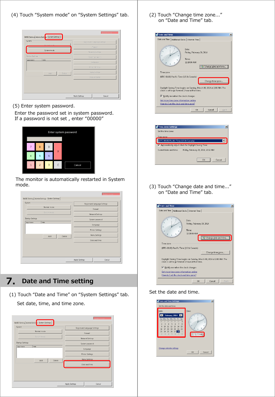 Date and time setting | Sharp PN-60TA3 User Manual | Page 2 / 7