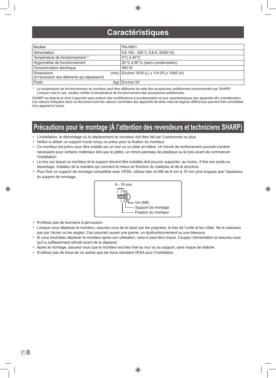 Sharp PN-H801 User Manual | Page 18 / 44