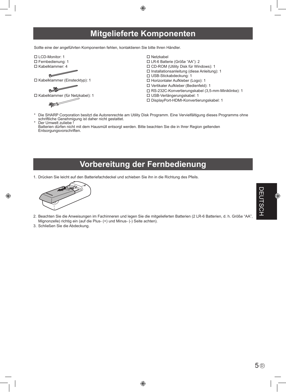 Deutsch | Sharp PN-H801 User Manual | Page 31 / 44