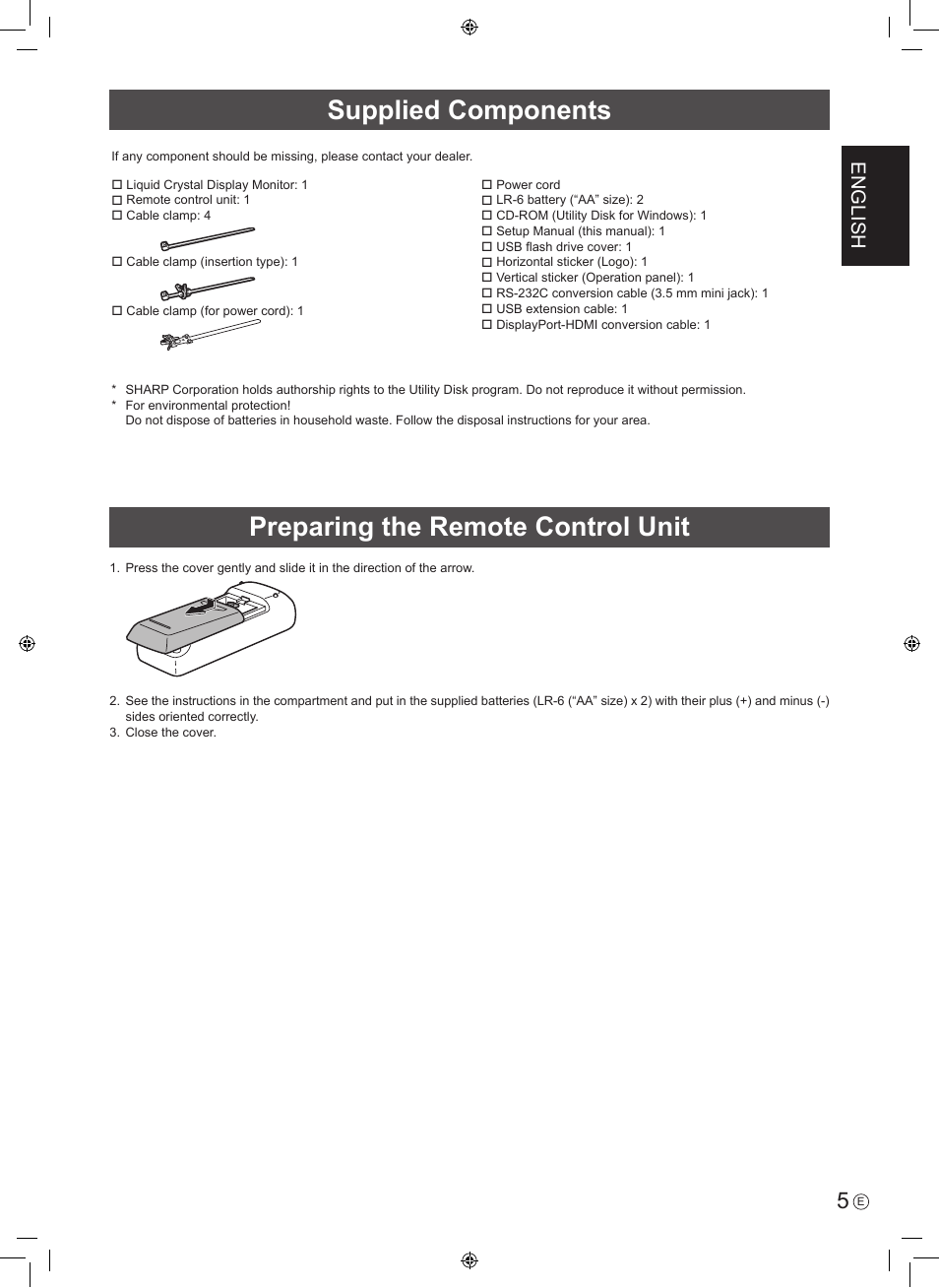 English | Sharp PN-H801 User Manual | Page 7 / 44