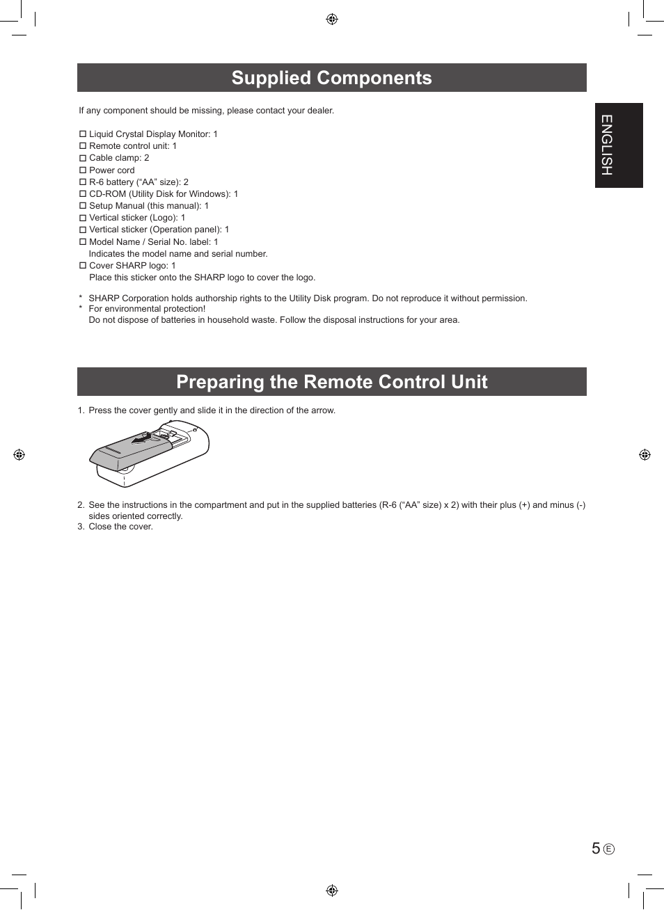 English | Sharp PN-U423 User Manual | Page 7 / 44