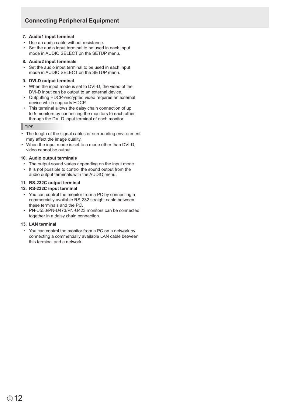 Connecting peripheral equipment | Sharp PN-U423 User Manual | Page 12 / 54