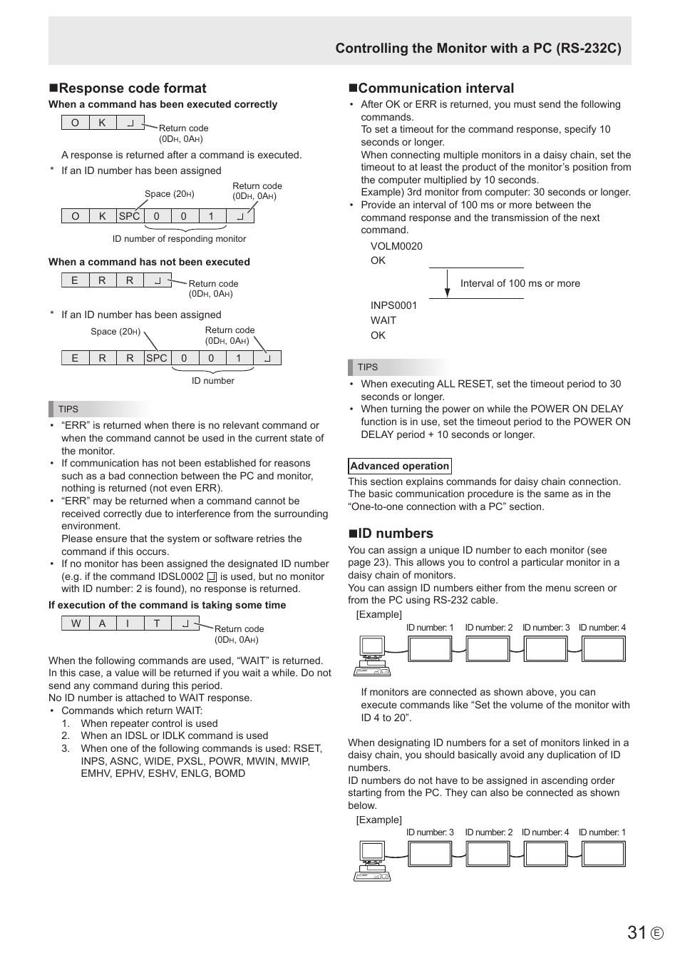 Ncommunication interval, Nid numbers | Sharp PN-U423 User Manual | Page 31 / 54