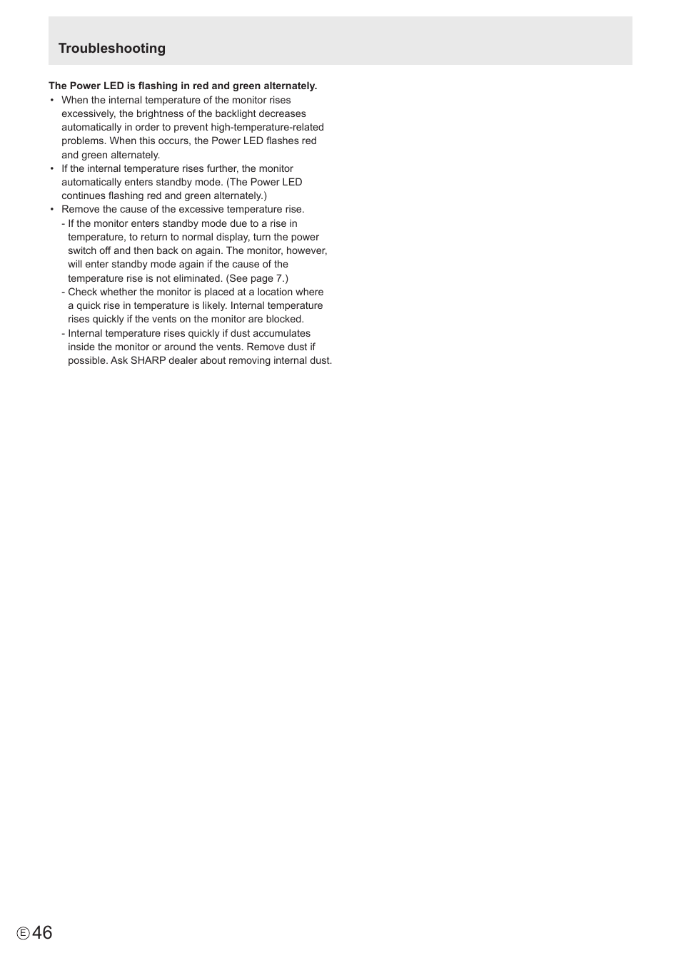 Troubleshooting | Sharp PN-U423 User Manual | Page 46 / 54