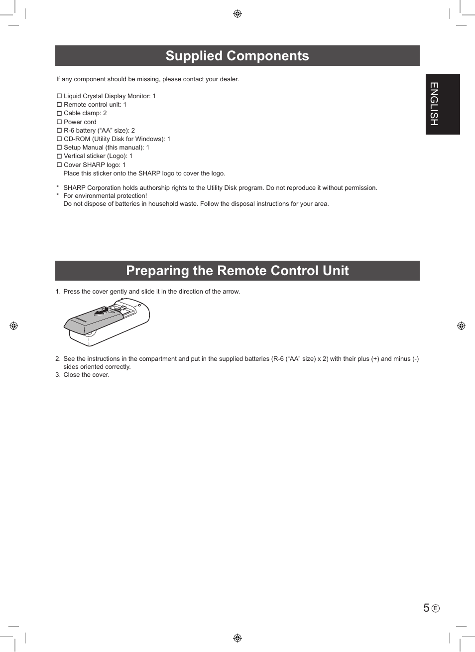 English | Sharp PN-E703 User Manual | Page 7 / 44