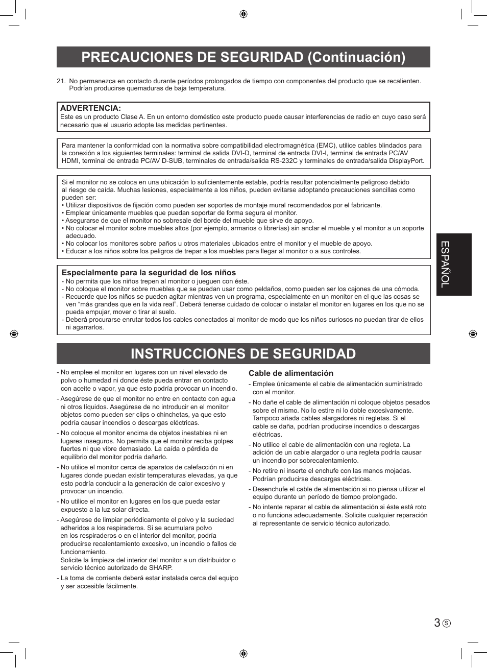 Esp añol | Sharp PN-R603 User Manual | Page 21 / 44