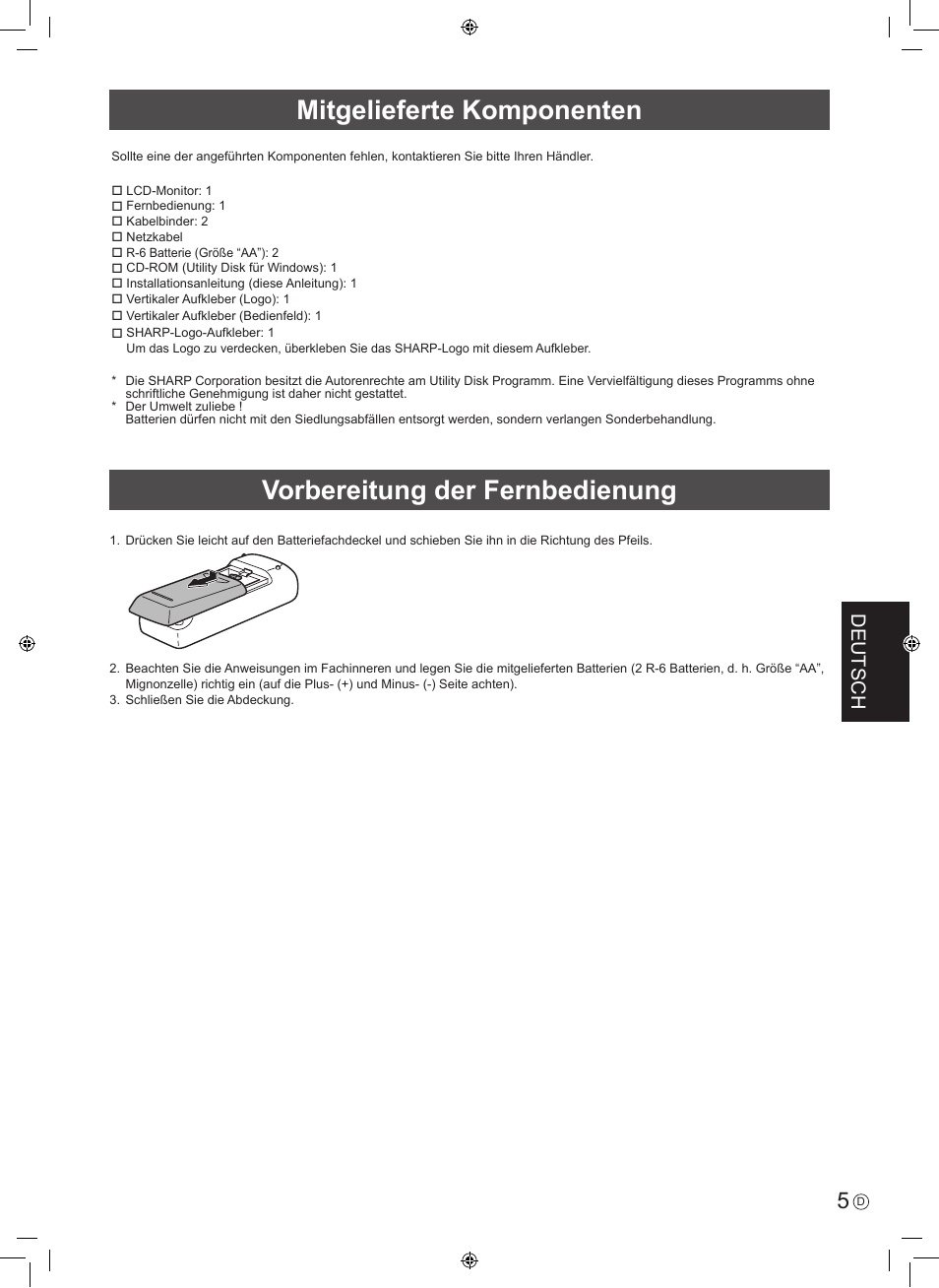 Deutsch | Sharp PN-R603 User Manual | Page 31 / 44