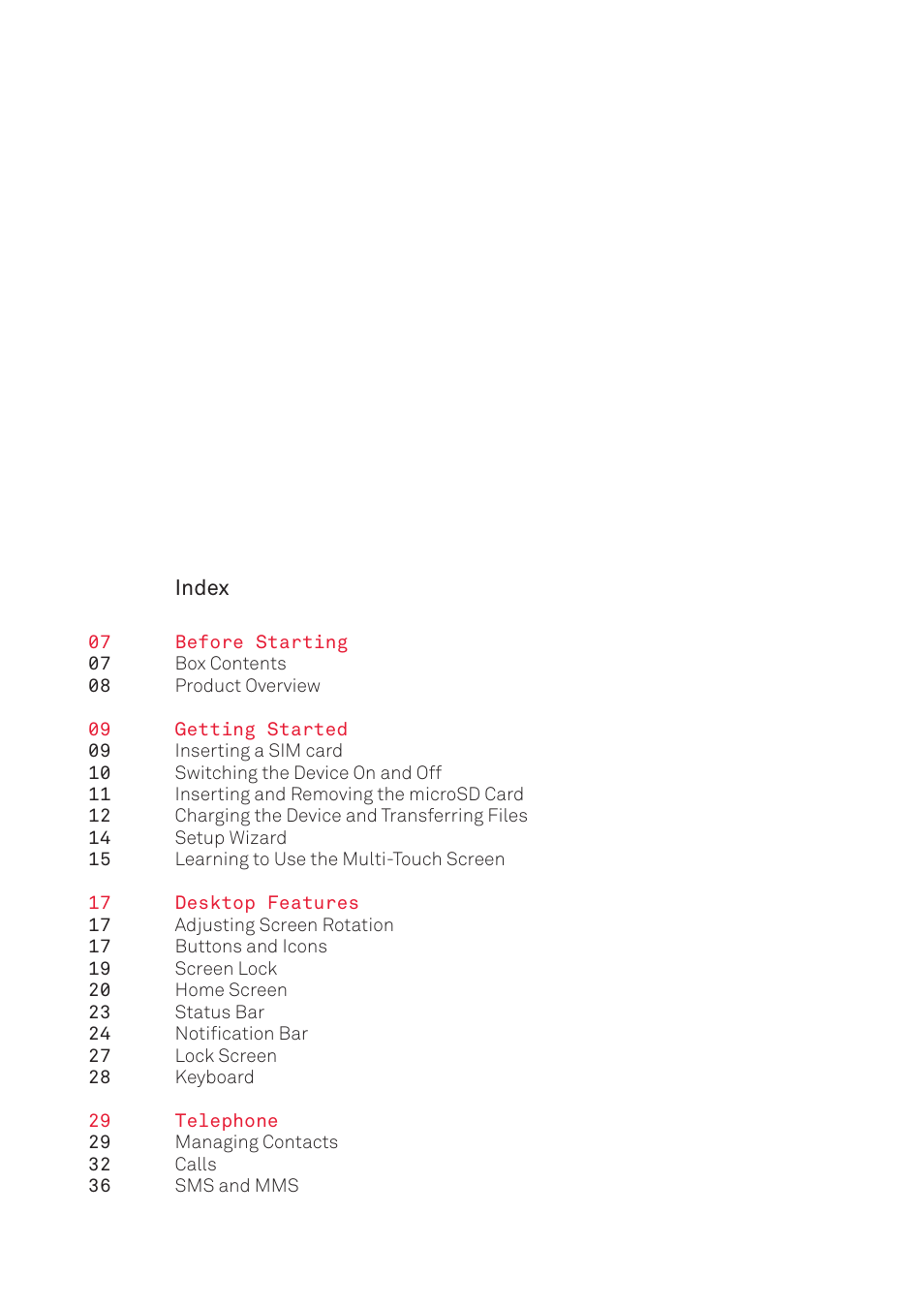 Index | BQ Aquaris XPro User Manual | Page 4 / 93