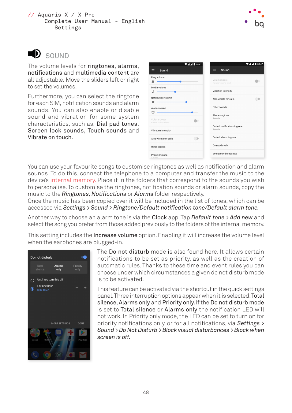 Sound, 48 sound | BQ Aquaris XPro User Manual | Page 48 / 93